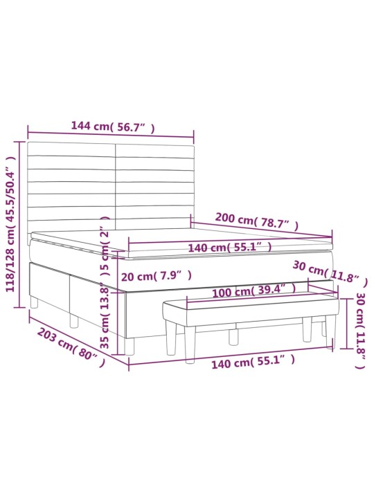Box spring postel s matrací tmavě šedá 140x200 cm samet