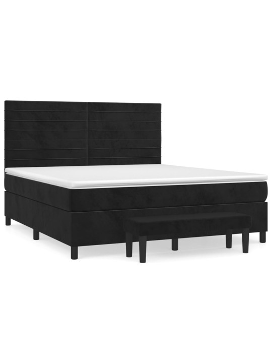 Box spring postel s matrací černá 160x200 cm samet