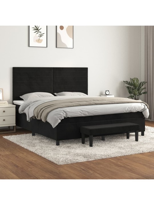 Box spring postel s matrací černá 160x200 cm samet