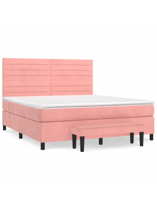 Box spring postel s matrací růžová 160x200 cm samet