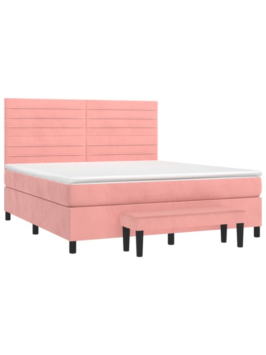 Box spring postel s matrací růžová 160x200 cm samet