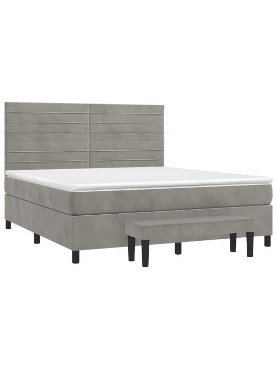 Box spring postel s matrací světle šedá 180x200 cm samet
