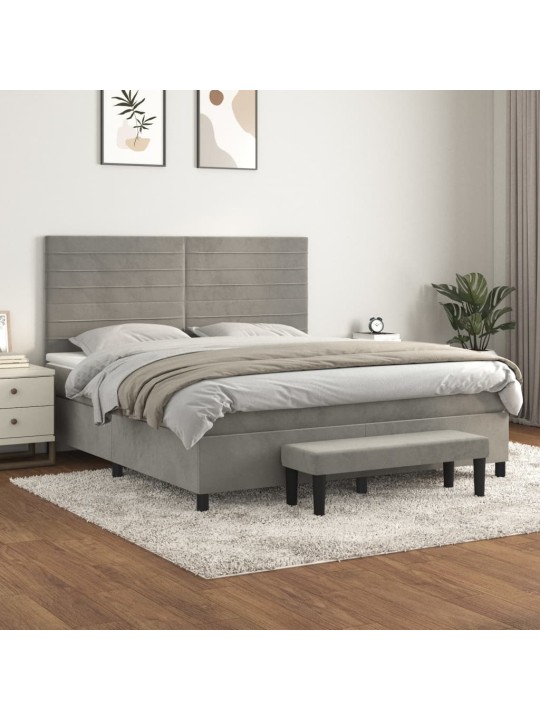 Box spring postel s matrací světle šedá 180x200 cm samet