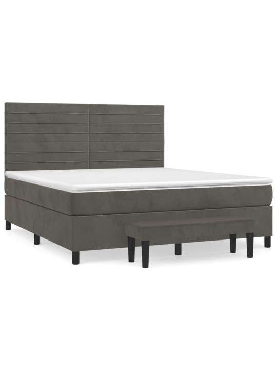 Box spring postel s matrací tmavě šedá 180x200 cm samet