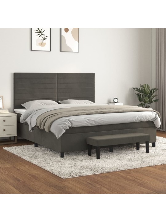 Box spring postel s matrací tmavě šedá 180x200 cm samet