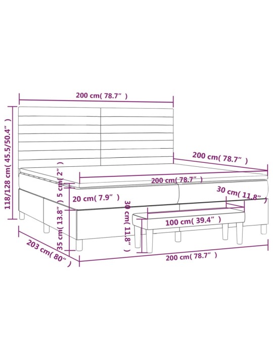 Box spring postel s matrací tmavě šedá 200x200 cm samet