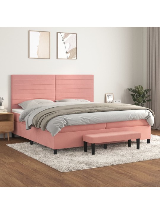 Box spring postel s matrací růžová 200x200 cm samet