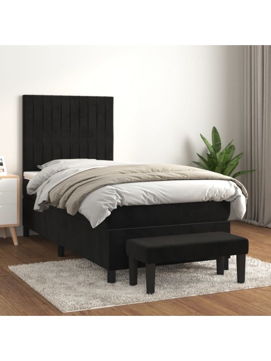 Box spring postel s matrací černá 80 x 200 cm samet