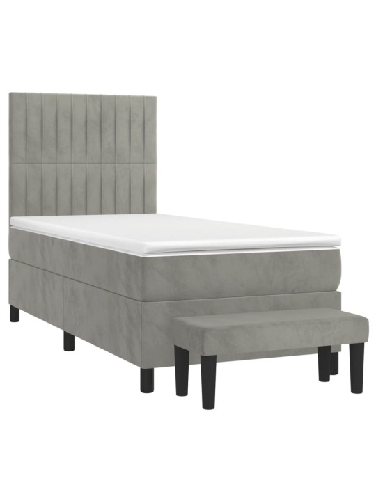 Box spring postel s matrací světle šedá 90x190 cm samet