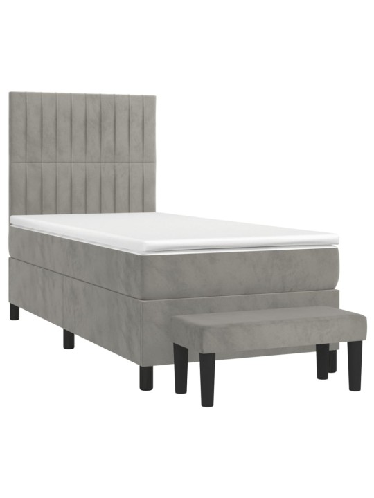 Box spring postel s matrací světle šedá 90x200 cm samet