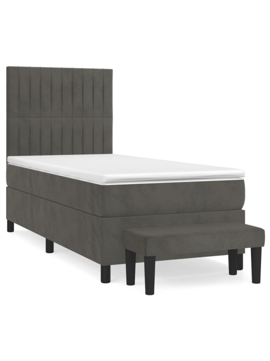 Box spring postel s matrací tmavě šedá 90x200 cm samet