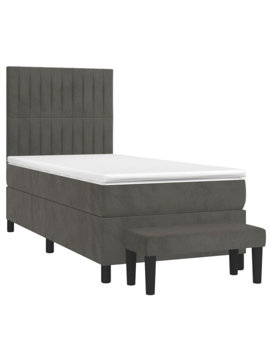 Box spring postel s matrací tmavě šedá 90x200 cm samet