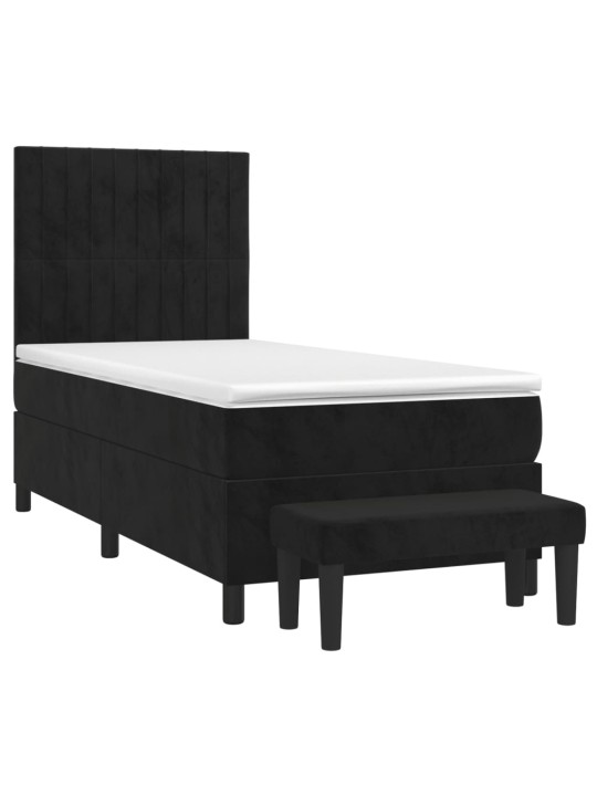 Box spring postel s matrací černá 100x200 cm samet
