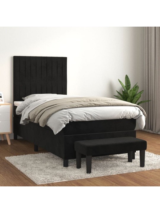 Box spring postel s matrací černá 100x200 cm samet