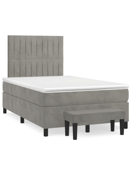 Box spring postel s matrací světle šedá 120 x 200 cm samet