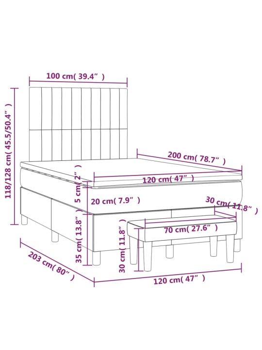 Box spring postel s matrací tmavě šedá 120 x 200 cm samet