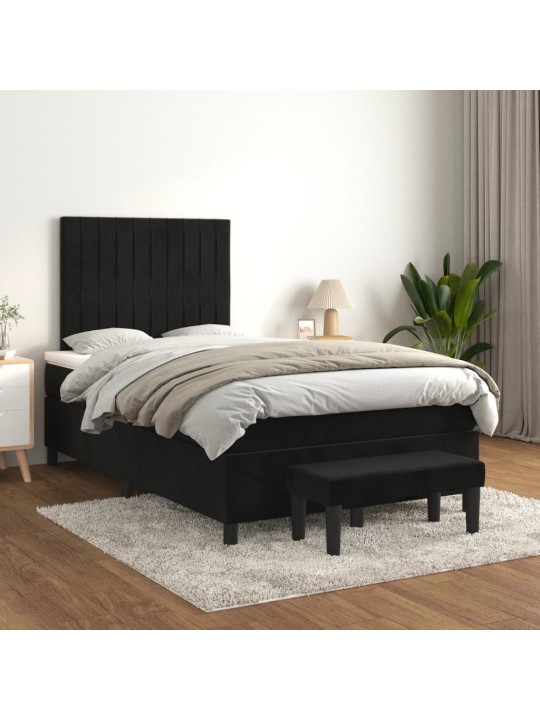 Box spring postel s matrací černá 120 x 200 cm samet