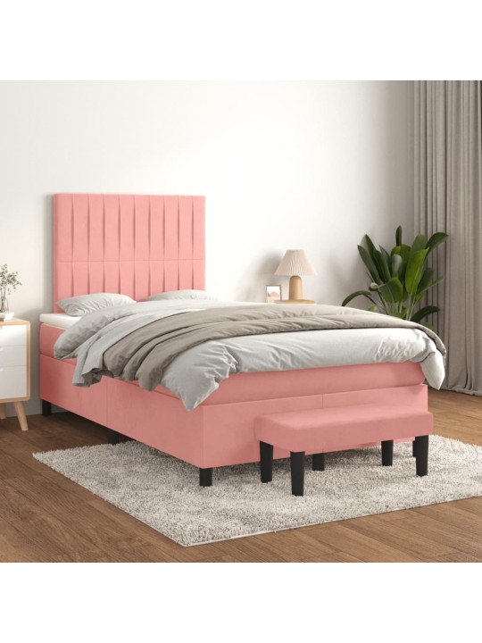 Box spring postel s matrací růžová 120 x 200 cm samet
