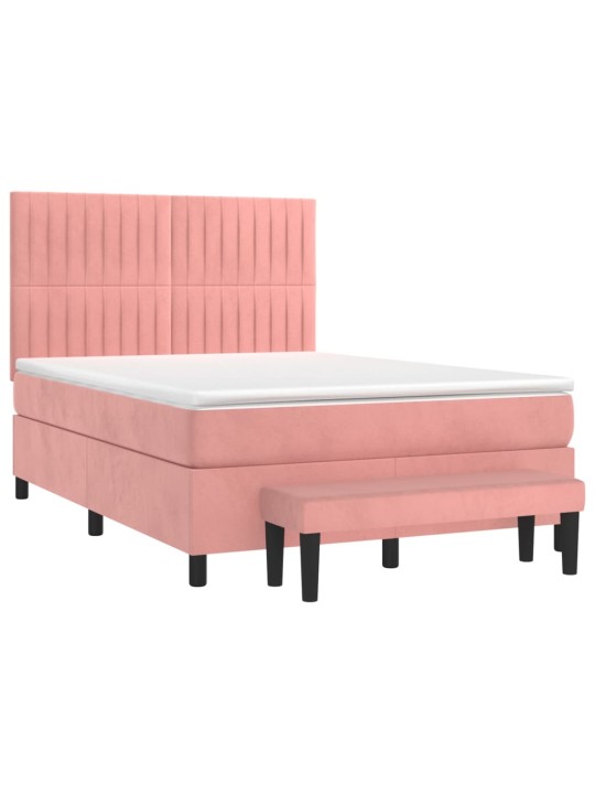 Box spring postel s matrací růžová 140x190 cm samet