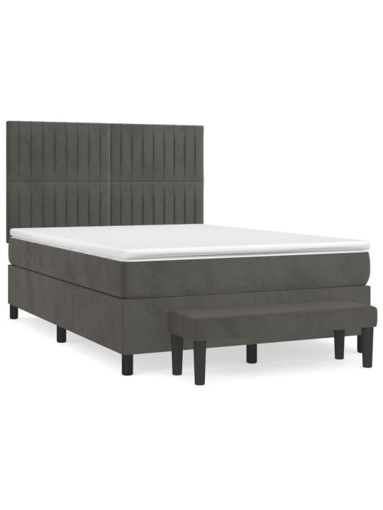 Box spring postel s matrací tmavě šedá 140x200 cm samet