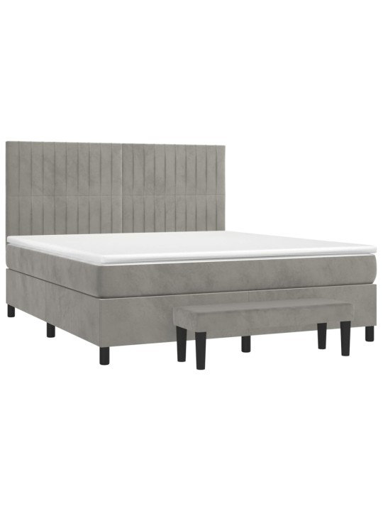 Box spring postel s matrací světle šedá 160x200 cm samet