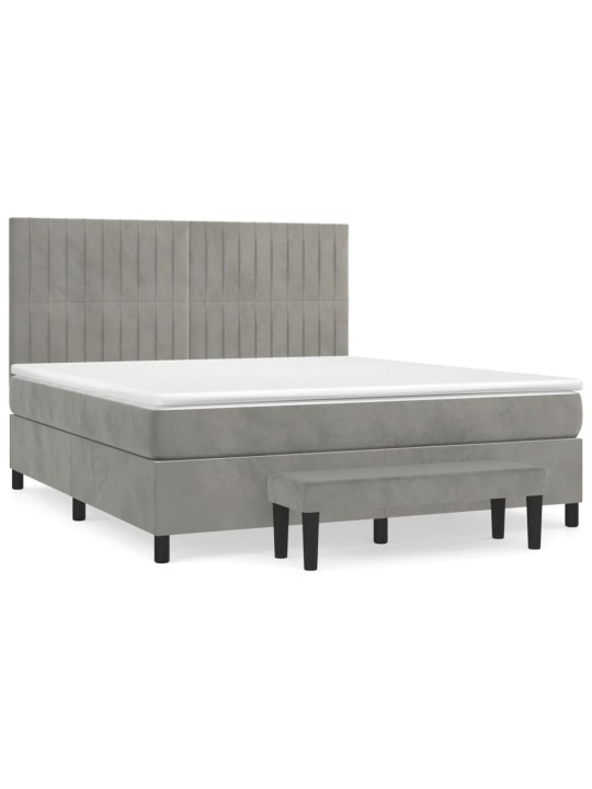 Box spring postel s matrací světle šedá 180x200 cm samet