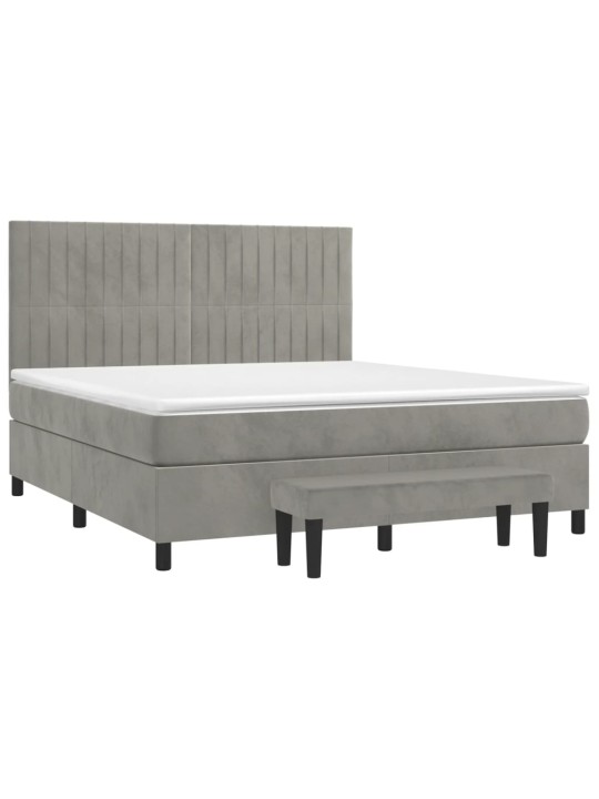 Box spring postel s matrací světle šedá 180x200 cm samet