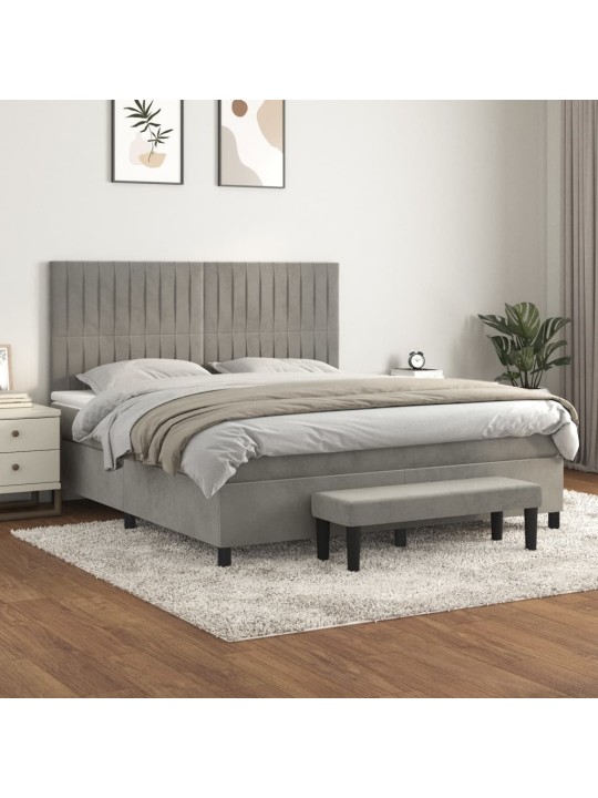 Box spring postel s matrací světle šedá 180x200 cm samet