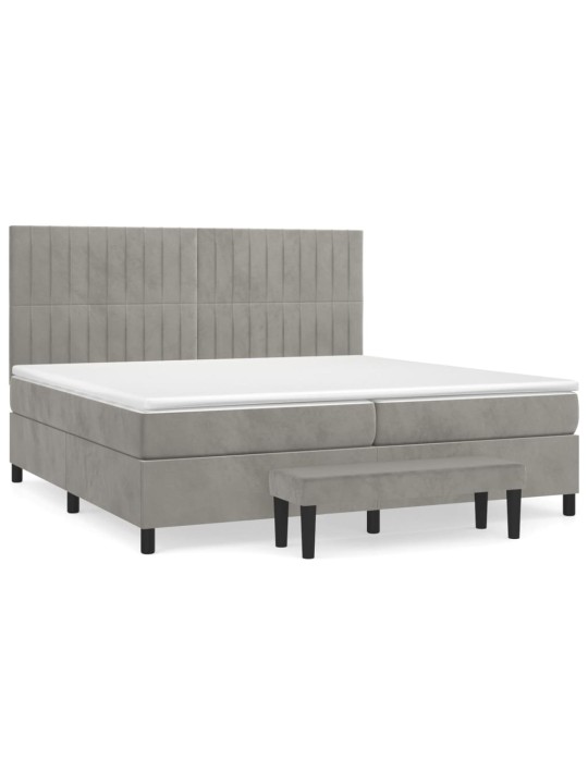 Box spring postel s matrací světle šedá 200x200 cm samet