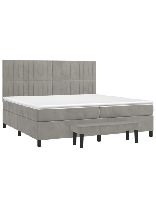 Box spring postel s matrací světle šedá 200x200 cm samet