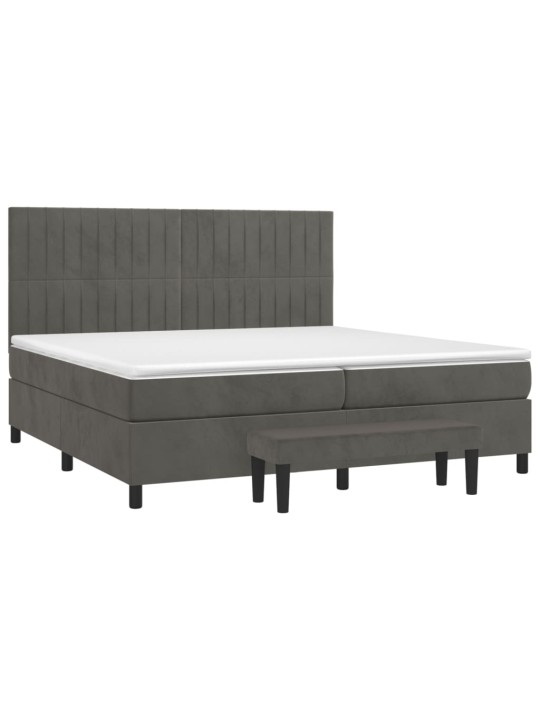 Box spring postel s matrací tmavě šedá 200x200 cm samet
