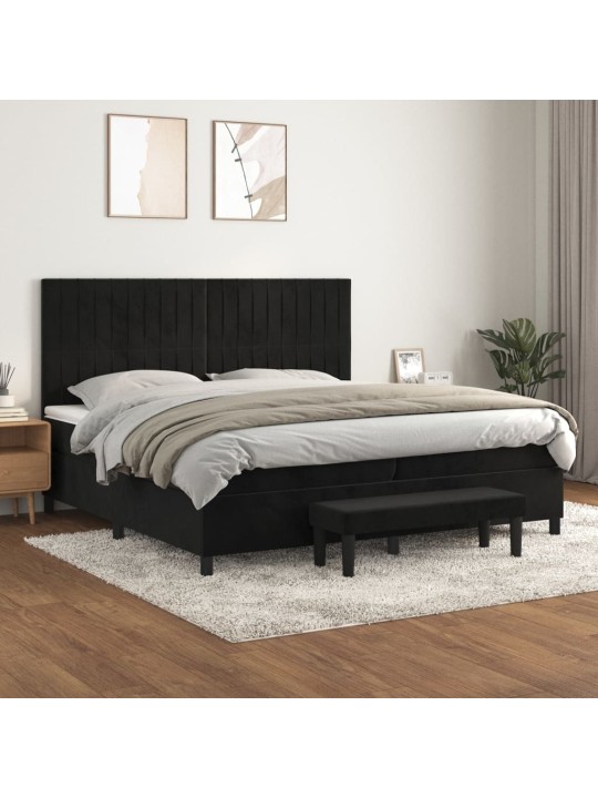 Box spring postel s matrací černá 200x200 cm samet