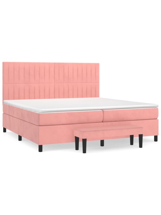Box spring postel s matrací růžová 200x200 cm samet