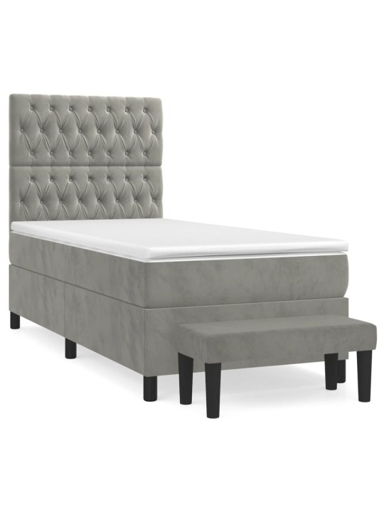 Box spring postel s matrací světle šedá 90x190 cm samet