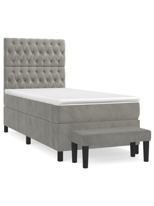 Box spring postel s matrací světle šedá 90x200 cm samet
