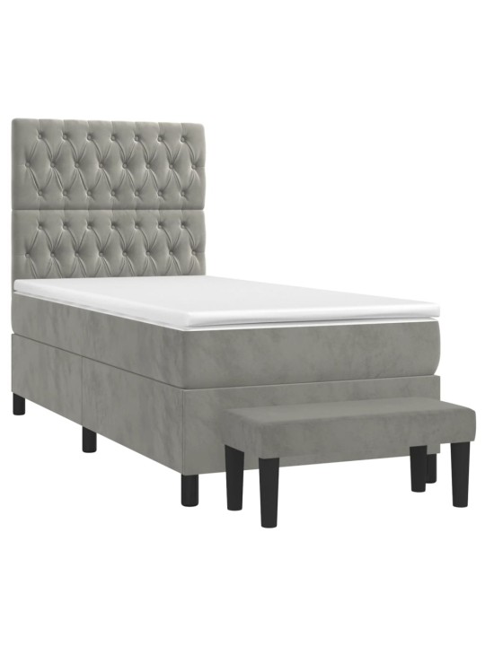 Box spring postel s matrací světle šedá 90x200 cm samet