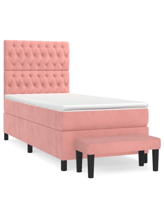Box spring postel s matrací růžová 90x200 cm samet
