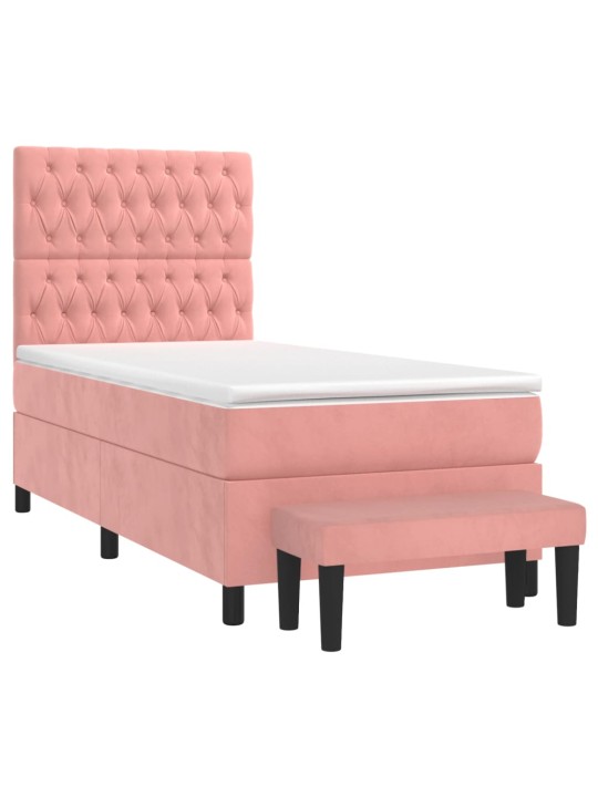 Box spring postel s matrací růžová 90x200 cm samet