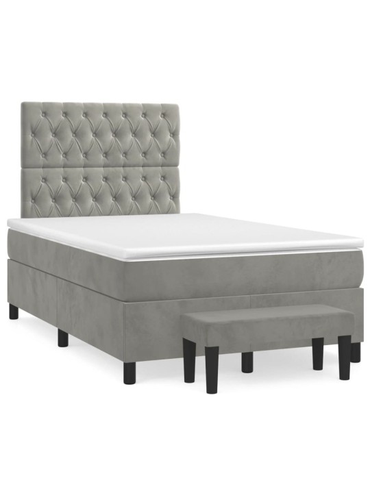 Box spring postel s matrací světle šedá 120 x 200 cm samet