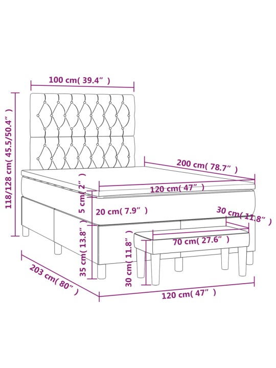 Box spring postel s matrací tmavě šedá 120 x 200 cm samet