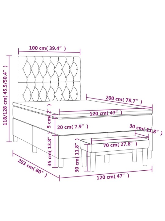 Box spring postel s matrací černá 120 x 200 cm samet