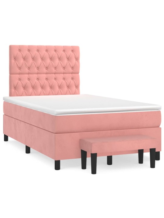 Box spring postel s matrací růžová 120 x 200 cm samet