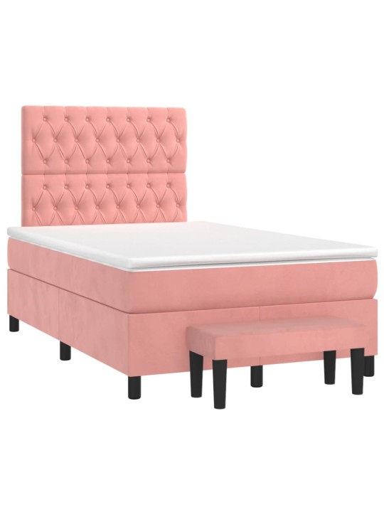 Box spring postel s matrací růžová 120 x 200 cm samet
