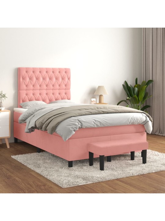 Box spring postel s matrací růžová 120 x 200 cm samet