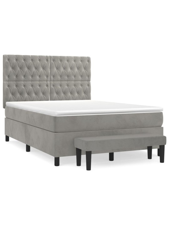 Box spring postel s matrací světle šedá 140x190 cm samet