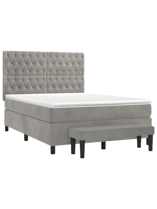 Box spring postel s matrací světle šedá 140x190 cm samet