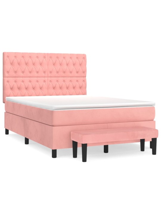 Box spring postel s matrací růžová 140x190 cm samet