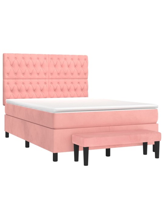 Box spring postel s matrací růžová 140x190 cm samet