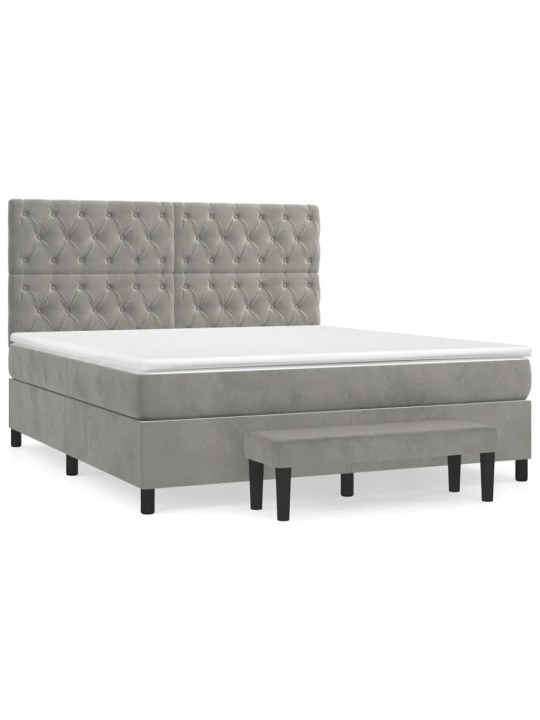 Box spring postel s matrací světle šedá 160x200 cm samet