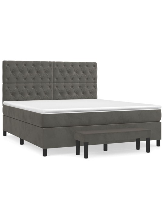 Box spring postel s matrací tmavě šedá 160x200 cm samet